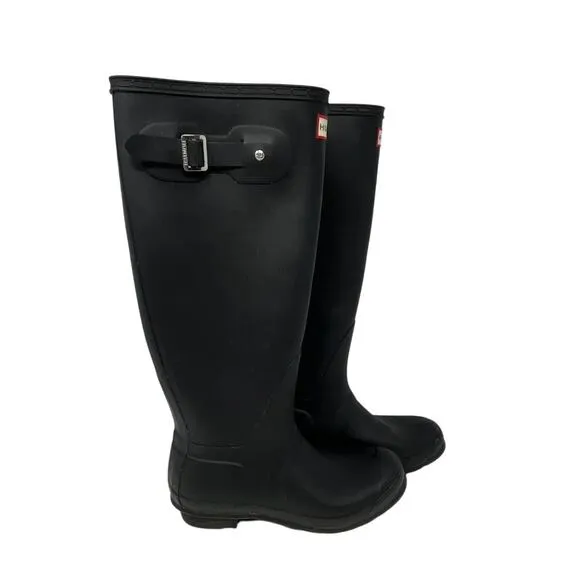 Hunter Matte Black Rain Boots Women’s 9 Glastonbury Festival Fisherman Core