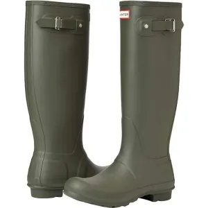 Hunter Original Women's Tall Gloss Waterproof Rain Boots Dark Olive Green, 5