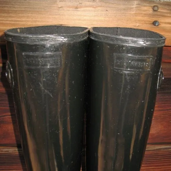 Hunter Original Refined tall wellington boots in black gloss