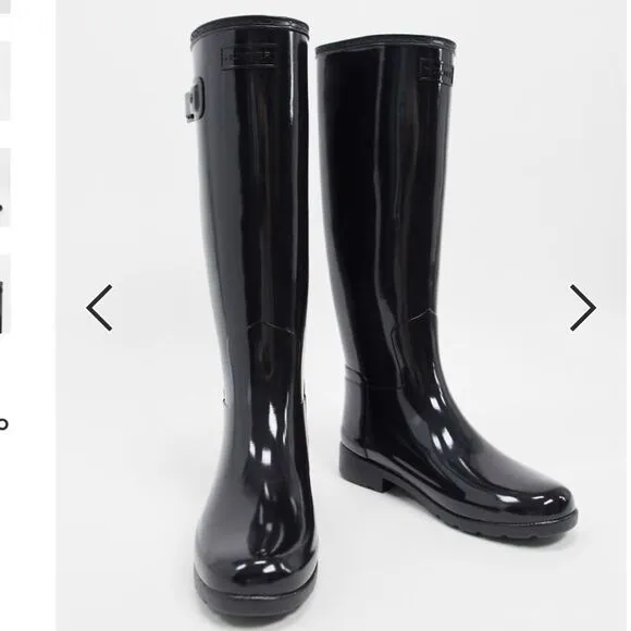 Hunter Original Refined tall wellington boots in black gloss