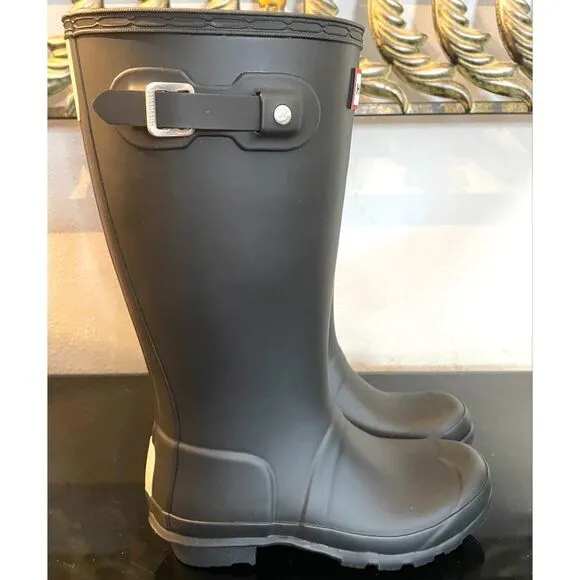 Hunter Rain Boots Kids Classic Original Tall Big Kid Size  3G/2B Matte Black NEW