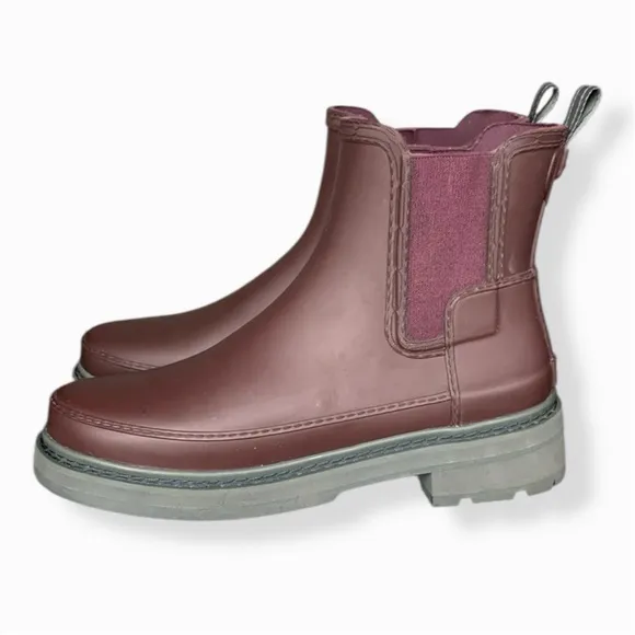Hunter Refined Chelsea Boot Chestnut Crust Waterproof Rain Boots Women’s Size 10