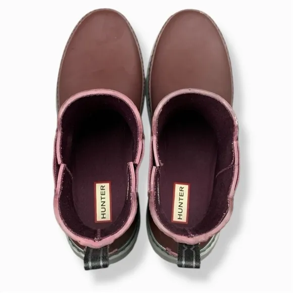 Hunter Refined Chelsea Boot Chestnut Crust Waterproof Rain Boots Women’s Size 10