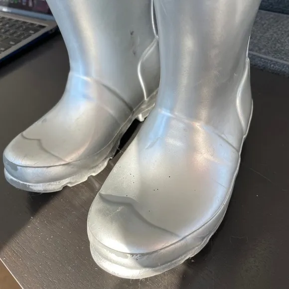 Hunter Short Wellington Waterproof Boots Silver 7