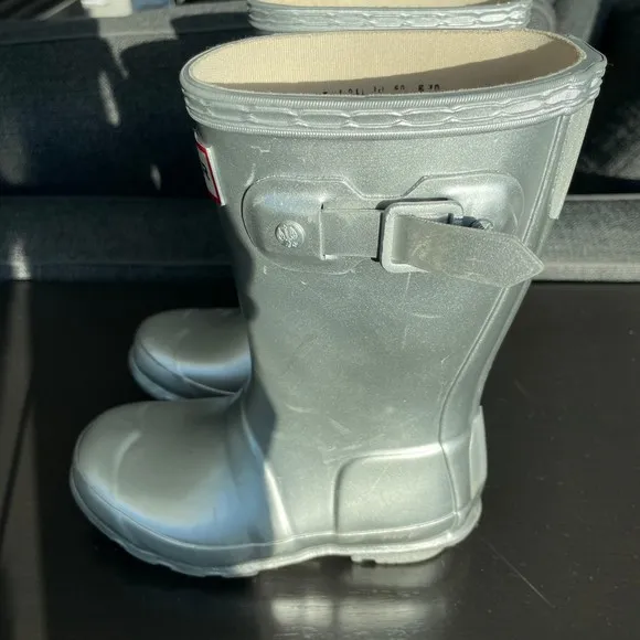 Hunter Short Wellington Waterproof Boots Silver 7
