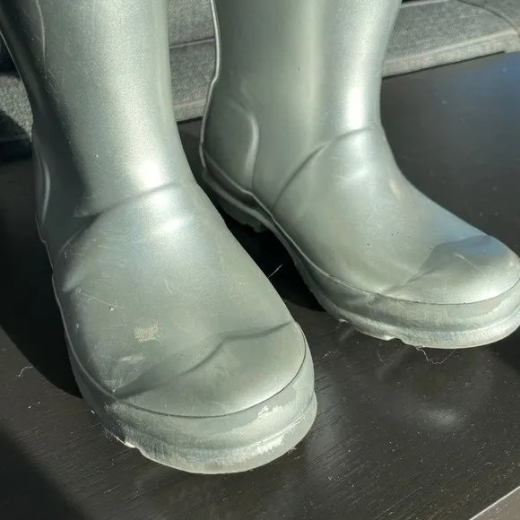 Hunter Short Wellington Waterproof Boots Silver 7