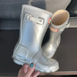 Hunter Short Wellington Waterproof Boots Silver 7