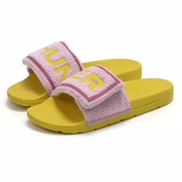 Hunter Terry Cloth Slides Sandals Adjustable Slip On Logo Beach Rain Boots Brand