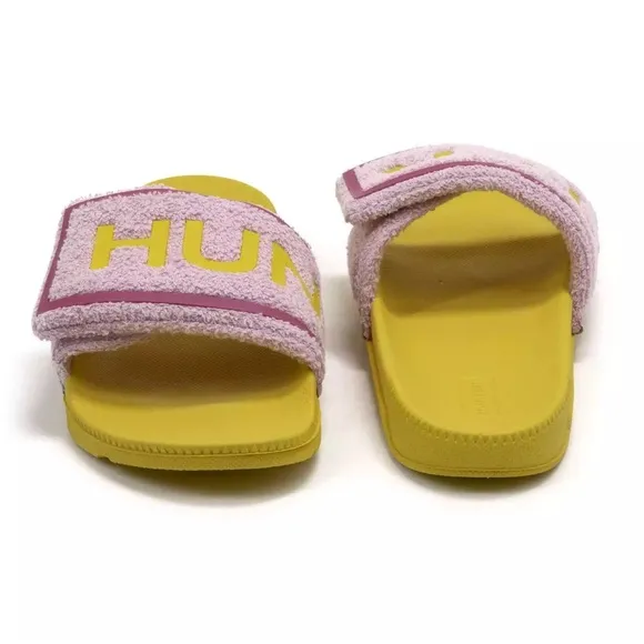 Hunter Terry Cloth Slides Sandals Adjustable Slip On Logo Beach Rain Boots Brand