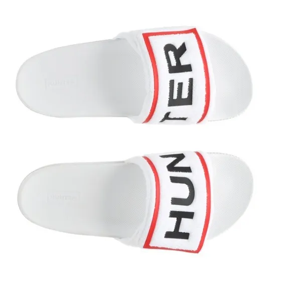 Hunter Terry Cloth Slides Sandals Slip On Logo Beach Rain Boots Brand