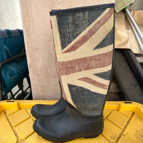 Hunter Union Jack British flag tall rain boots