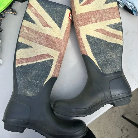 Hunter Union Jack British flag tall rain boots
