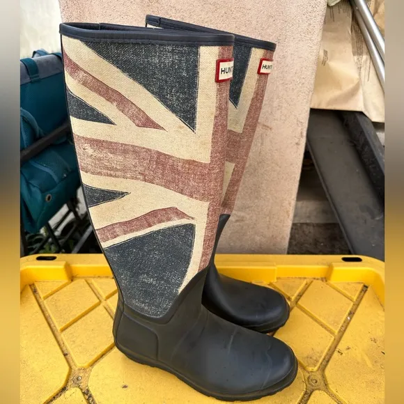 Hunter Union Jack British flag tall rain boots