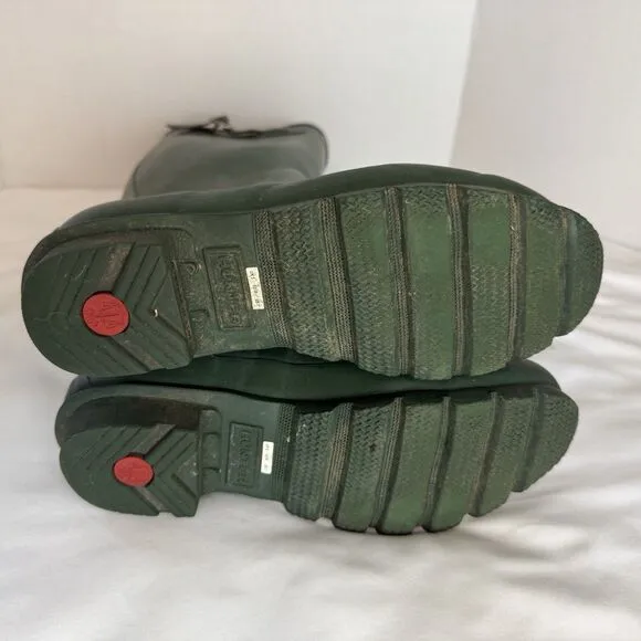 Hunter Women's Size 7 Classic Tall Rain Boots Green Adjustable Straps Waterproof