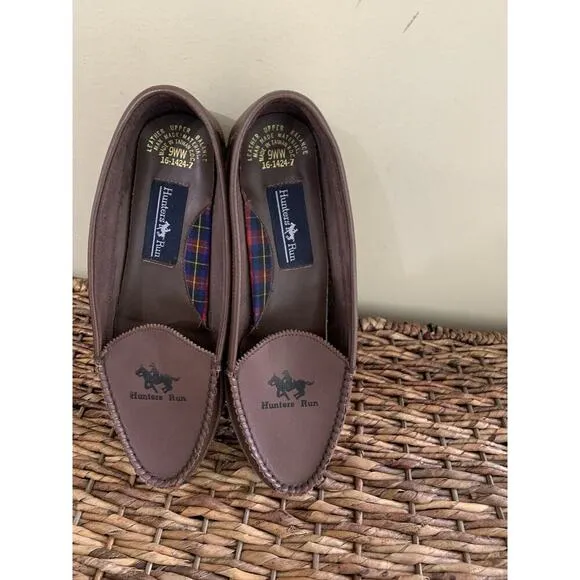 Hunters Run Luxury Loafers Leather Brown Old Money Size 9