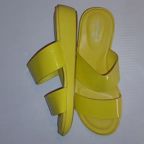 🐾HUSH PUPPIES Brite Jells Wedge Slides in Sun Yellow