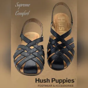 Hush Puppies Supreme Comfort Casual Ridley Black  Fisherman Flats Women Sz 9.5 M