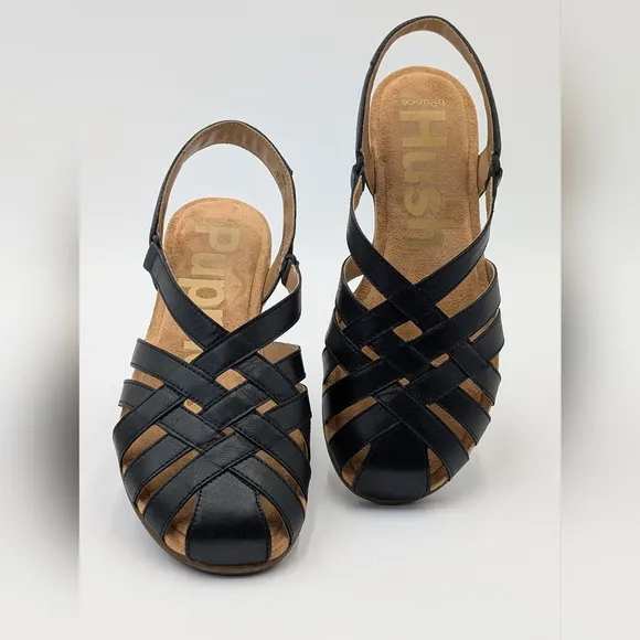 Hush Puppies Supreme Comfort Casual Ridley Black  Fisherman Flats Women Sz 9.5 M