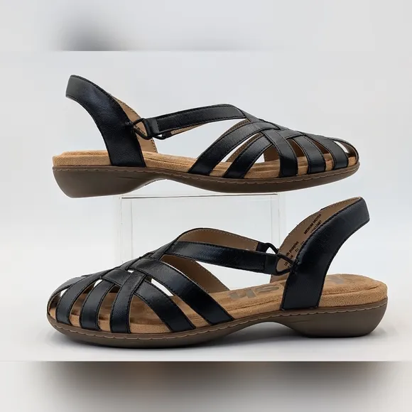 Hush Puppies Supreme Comfort Casual Ridley Black  Fisherman Flats Women Sz 9.5 M