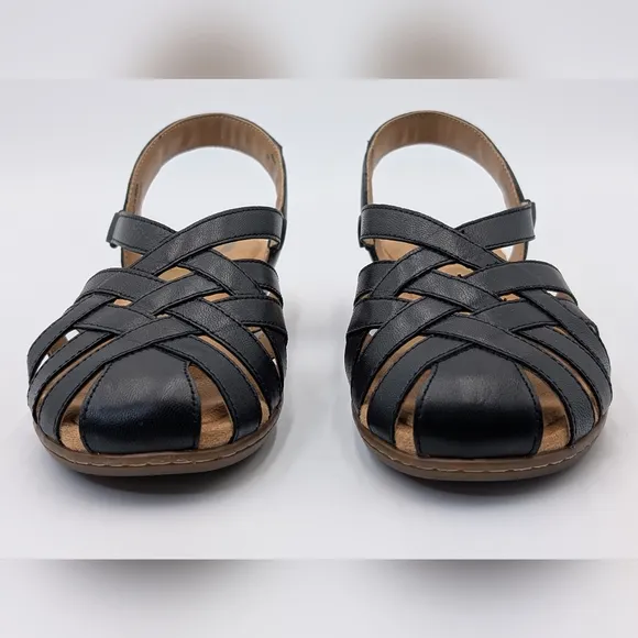 Hush Puppies Supreme Comfort Casual Ridley Black  Fisherman Flats Women Sz 9.5 M