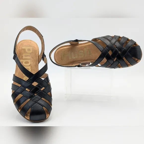 Hush Puppies Supreme Comfort Casual Ridley Black  Fisherman Flats Women Sz 9.5 M