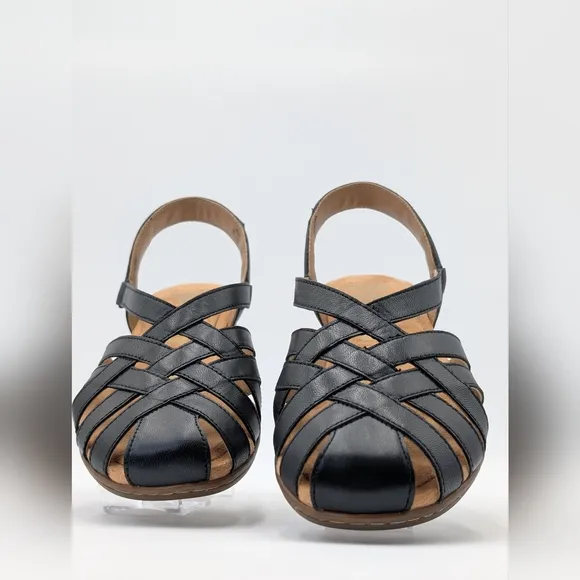 Hush Puppies Supreme Comfort Casual Ridley Black  Fisherman Flats Women Sz 9.5 M