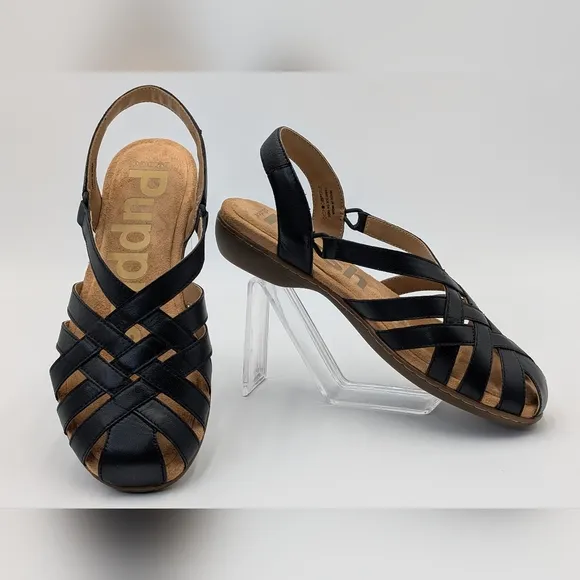 Hush Puppies Supreme Comfort Casual Ridley Black  Fisherman Flats Women Sz 9.5 M