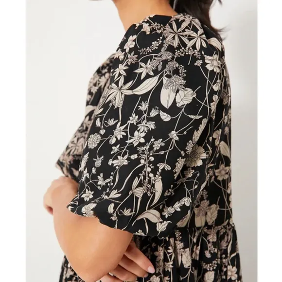 HYACINTH HOUSE Black &amp; Tan Floral Cisco Maxi Dress NEW