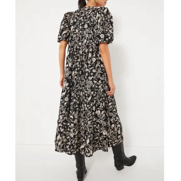 HYACINTH HOUSE Black &amp; Tan Floral Cisco Maxi Dress NEW
