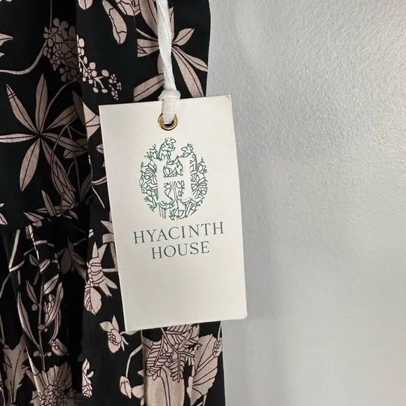 HYACINTH HOUSE Black &amp; Tan Floral Cisco Maxi Dress NEW