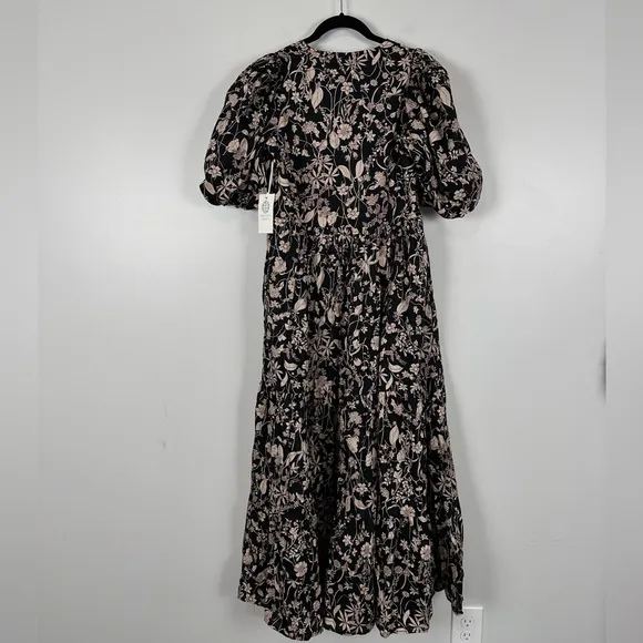 HYACINTH HOUSE Black &amp; Tan Floral Cisco Maxi Dress NEW
