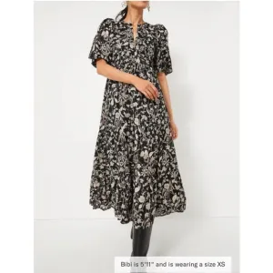 HYACINTH HOUSE Black &amp; Tan Floral Cisco Maxi Dress NEW