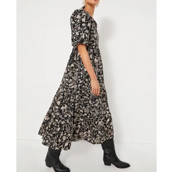HYACINTH HOUSE Black &amp; Tan Floral Cisco Maxi Dress NEW