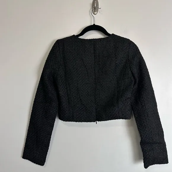 HYACINTH HOUSE Black Tweed Cropped Dinah Top NEW