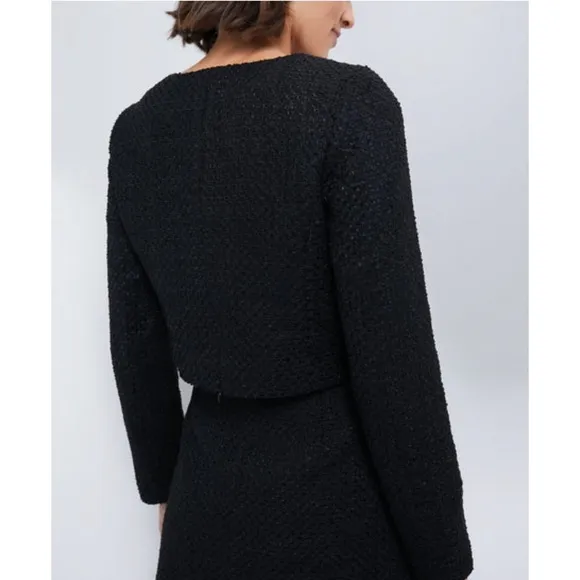 HYACINTH HOUSE Black Tweed Cropped Dinah Top NEW