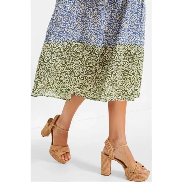 HYACINTH HOUSE Green &amp; Blue Floral Barton Midi Dress XS