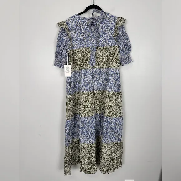 HYACINTH HOUSE Green &amp; Blue Floral Barton Midi Dress XS