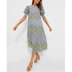 HYACINTH HOUSE Green &amp; Blue Floral Barton Midi Dress XS