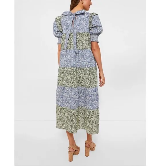 HYACINTH HOUSE Green &amp; Blue Floral Barton Midi Dress XS