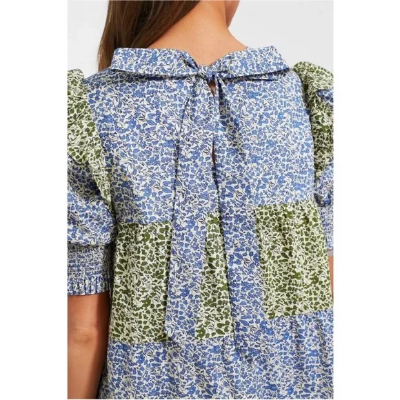 HYACINTH HOUSE Green &amp; Blue Floral Barton Midi Dress XS