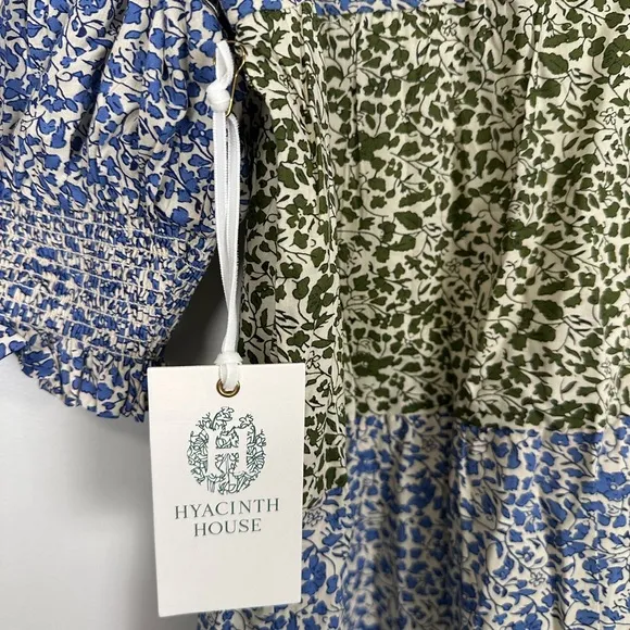 HYACINTH HOUSE Green &amp; Blue Floral Barton Midi Dress XS