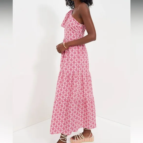 HYACINTH HOUSEPink Geo Floral One Shoulder Paden Maxi Dress