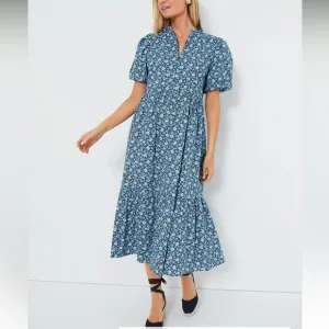 HYACINTH HOUSEZip Front Bluebells Floral Midi Dress