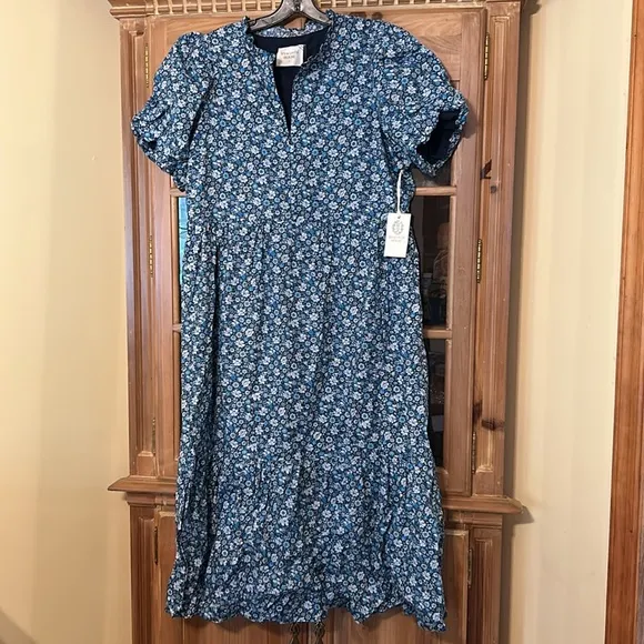 HYACINTH HOUSEZip Front Bluebells Floral Midi Dress