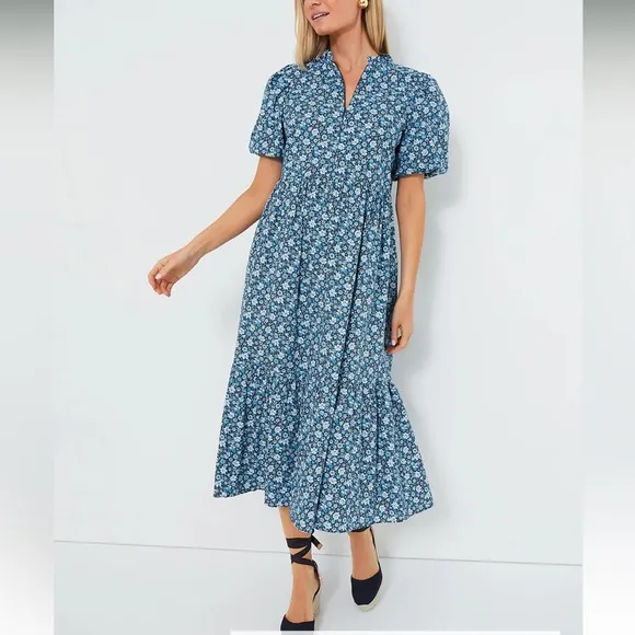 HYACINTH HOUSEZip Front Bluebells Floral Midi Dress