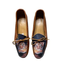 ICON WOMEN'S LEATHER TIGER ART TAN LOAFERS SZ 10