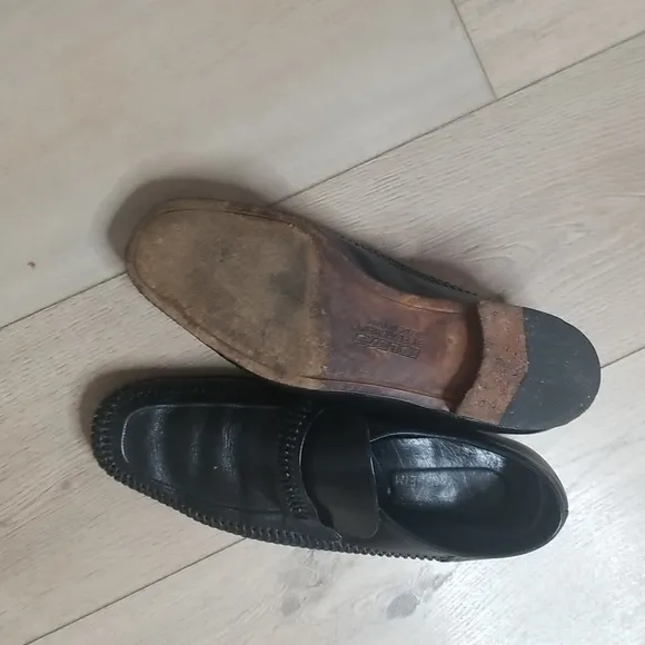 Idlers by Florsheim mens black leather Vintage loafers sz 101/2