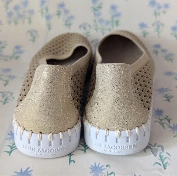 Ilse Jacobsen Tulip Ballet Flats 39 9 Gold Metallic Slip On Slippers Travel 0026