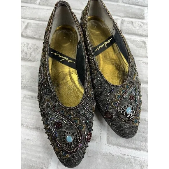 Impo Vintage Beaded Women's Size 8.5 Sequined Beaded Pointed Toe Flats