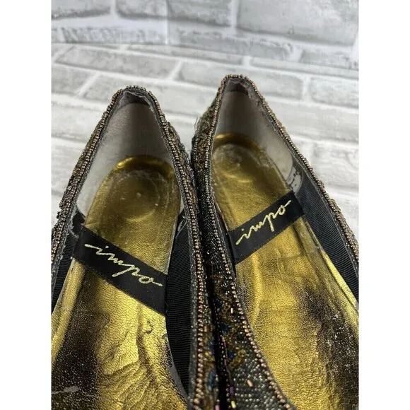 Impo Vintage Beaded Women's Size 8.5 Sequined Beaded Pointed Toe Flats